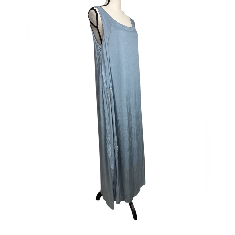 Scandal Italy‎ Elegant Blue Sleeveless Silk Maxi Dress